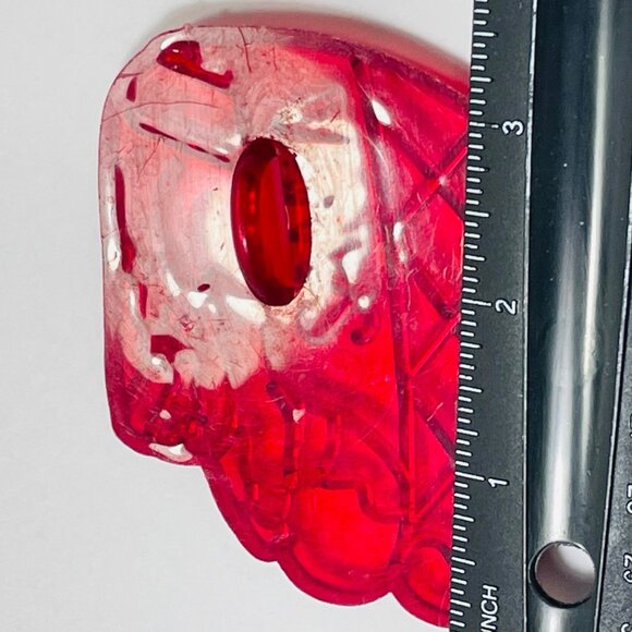 Vintage Red Plastic Santa Sleigh Cookie Cutter Imprint - Picture 4 of 7